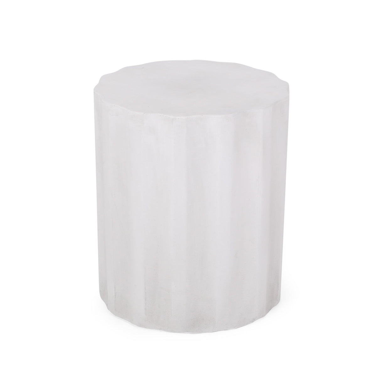 Outdoor Lightweight Concrete Side Table, Antique White