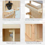 Outdoor kitchen island, rolling bar cart & storage cabinet, natural