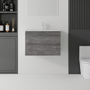 24 Inch Floating Bathroom Vanity with Sink, Soft-Close Drawer, Ceramic Sink, Plywood