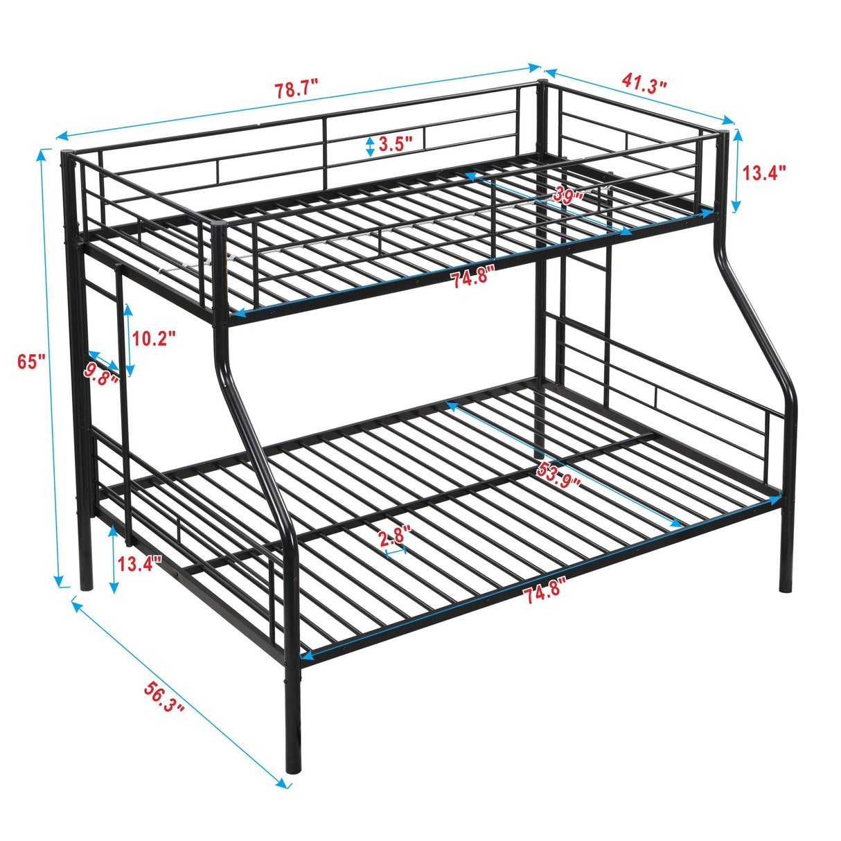 Twin Over Full Bunk Bed With Large Under-Bed Storage - Black