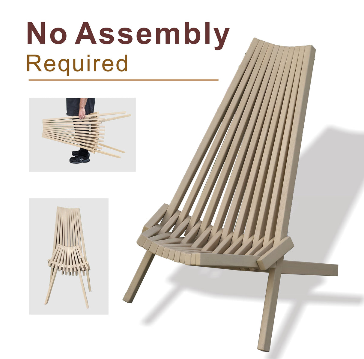 Folding Acacia Wood Outdoor Lounge Chair