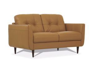 Radwan Camel Leather Loveseat (Assembled)