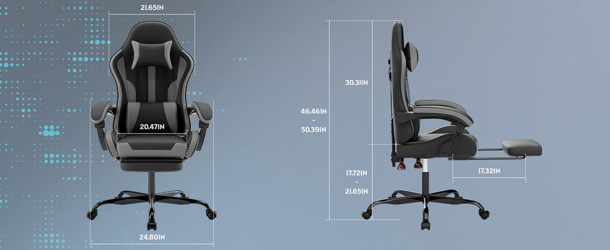 Ergonomic Gaming Chair with Footrest and Lumbar Support