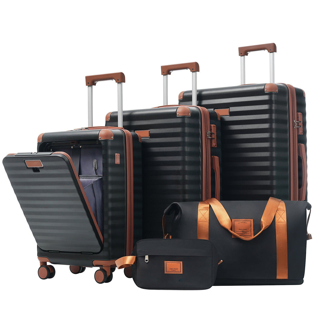Deluxe 5-Piece Hard-Side Luggage Set with USB and TSA Locks - Multiple Colors