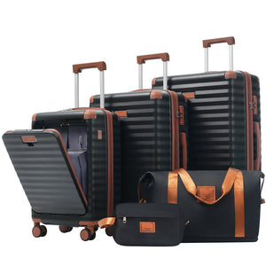 Deluxe 5-Piece Hard Side Luggage Set with USB and TSA Security