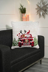 Merry Claus Caravan Jacquard Machine Woven Throw Pillow-24X24'
