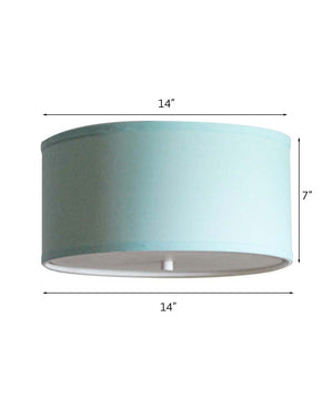 Moderne Flush Mount Conversion Kit 14"w Island Paradise Blue Drum Lampshade