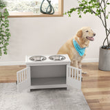 PawHut Large Elevated Dog Bowls with Storage Cabinet