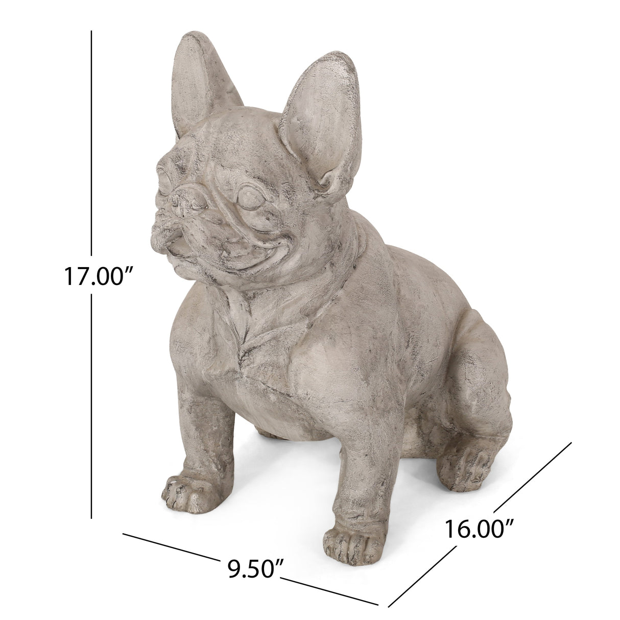 Dog Garden Sculpture, Outdoor French Bulldog Garden Statue, Rustic White