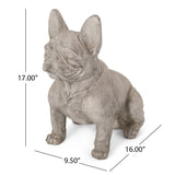 Dog Garden Sculpture, Outdoor French Bulldog Garden Statue, Rustic White