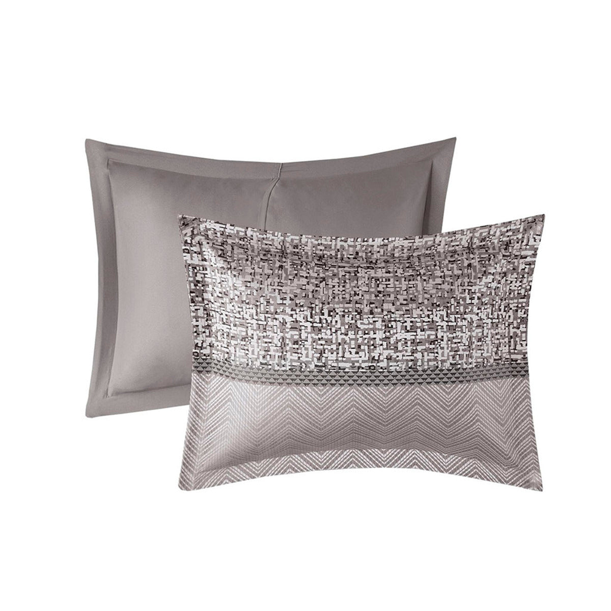 7 Piece Jacquard Comforter Set Grey/Taupe California King