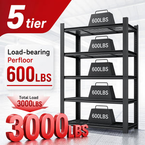 72"H 5-Tier Adjustable Heavy Duty Shelving Metal Mesh Storage Rack (3000 Lbs Loading Capacity) - Metal Shelf Organizer for Pantry, Garage, Kitchen - 60"W*23.6"D*72"H -