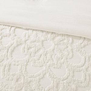 King/Cal King 3-Piece Tufted Cotton Chenille Medallion Duvet Cover Set