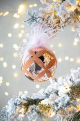 Clear with Pink  Christmas Ball Ornaments, Set of 4