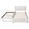 Upholstery Platform Bed With Trundle, Trundle Can Be Flat Or Erected