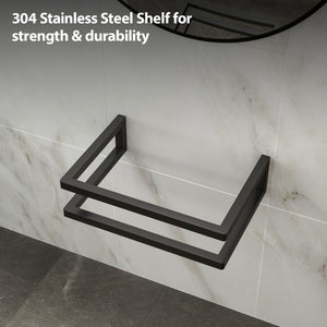 Wall Mounted Rectangular Bathroom Sink With Towel Bar And Faucet Hole - White