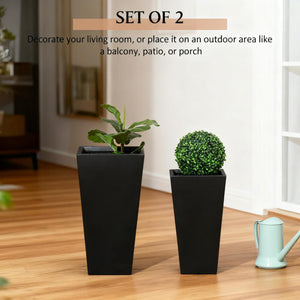 Tall Plant Pot 2-Pack Outdoor Planter Set with Drainage Holes