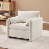 002 Fixed-Modern Accent Chair Single Seater Ivory White