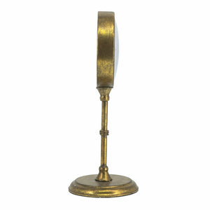 Vintage Inspired Gold Iron Table Clock with Pedestal Design - Gold