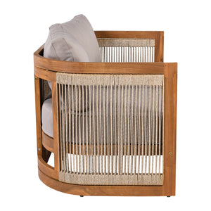 4-Piece Patio Seating Group with Acacia Wood and Woven Rope Accents