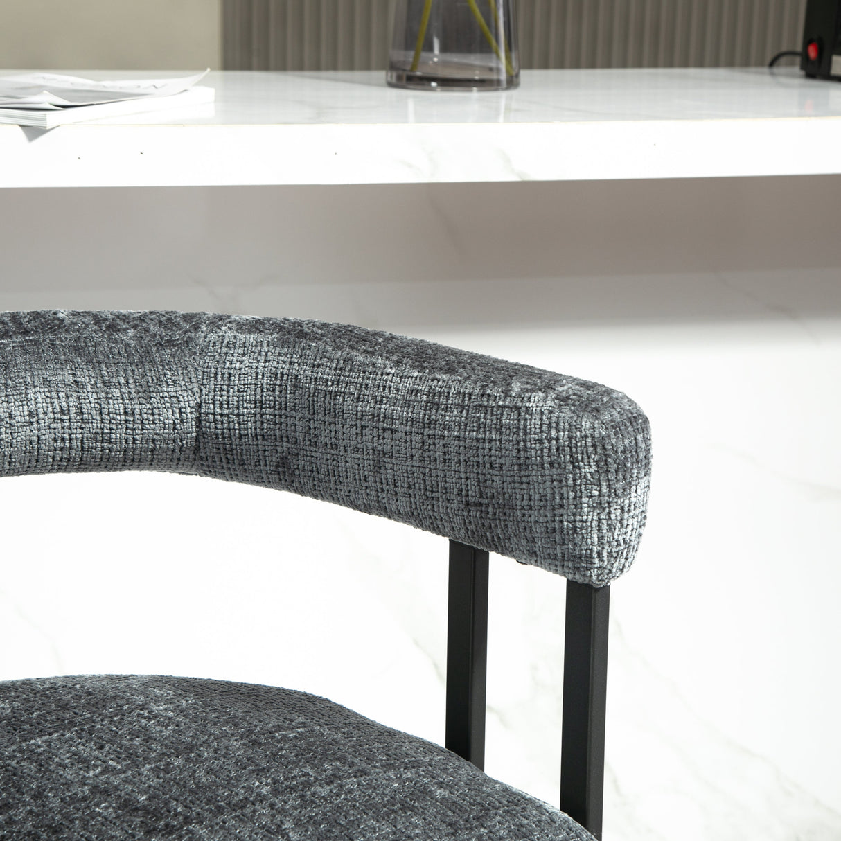 Household bar stools set of 2, modern upholstered with back