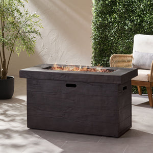 Custer - Rectangular Fire Pit 50, 000 Btu Magnesium Oxide - Brown