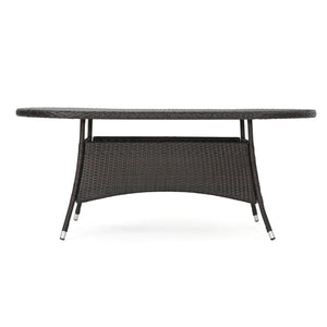 7-Piece Outdoor Wicker Dining Set, Seats 6