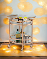 Lakelyn Clear Glass & Rose Gold Finish Serving Cart