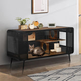 Modern Spacious Cat House with Tempered Glass and Iron Frame