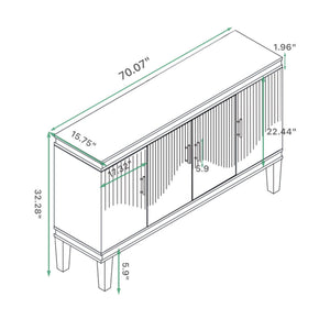 4 Door Cabinet With Adjustable Shelves, Large Storage For Living Room - Champagne
