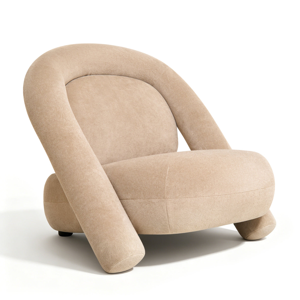 Stylish Dark Beige Velvet Lounge Chair