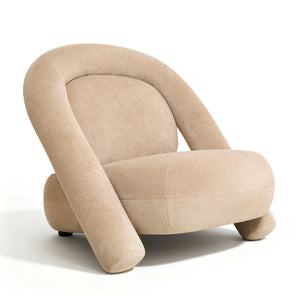 Stylish Dark Beige Velvet Lounge Chair