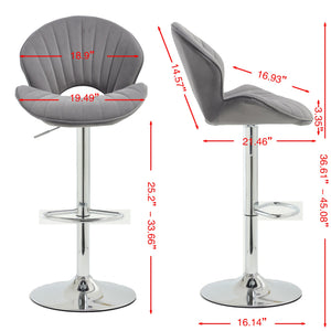 Bar Stools Set of 2 - Adjustable Barstools with Back and Footrest