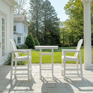 HDPE Bar Height Adirondack Patio Chair with Cup Holder and Armrests