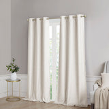 Tonal printed faux silk total blackout curtain panel pair(2 pcs window panels)