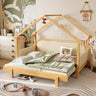 Twin Size Wood Treehouse Bed with Soft Cushion Rails