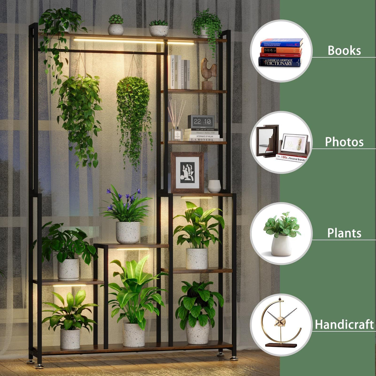 Large Indoor Plant Stand with Grow Light