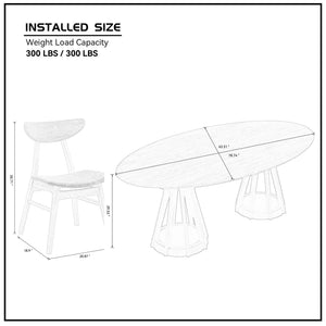Modern Dining Table Set of 7: 1 Table + 6 Chairs