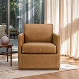 Darien Tan Leather Swivel Chair