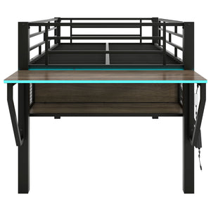 Gaming - Twin Loft Bed With Desk And LED - Black