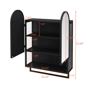 Double Arched Mirror Wall Cabinet With 2 Doors, Featuring Adjustable Shelves And Towel Rack