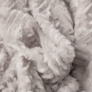 DaDalogy Bedding Lavender Grey Faux Fur Throw Blanket - Dreamy Geometric Embossed Sherpa Backside - Super Soft Warm Cozy Plush Fluffy