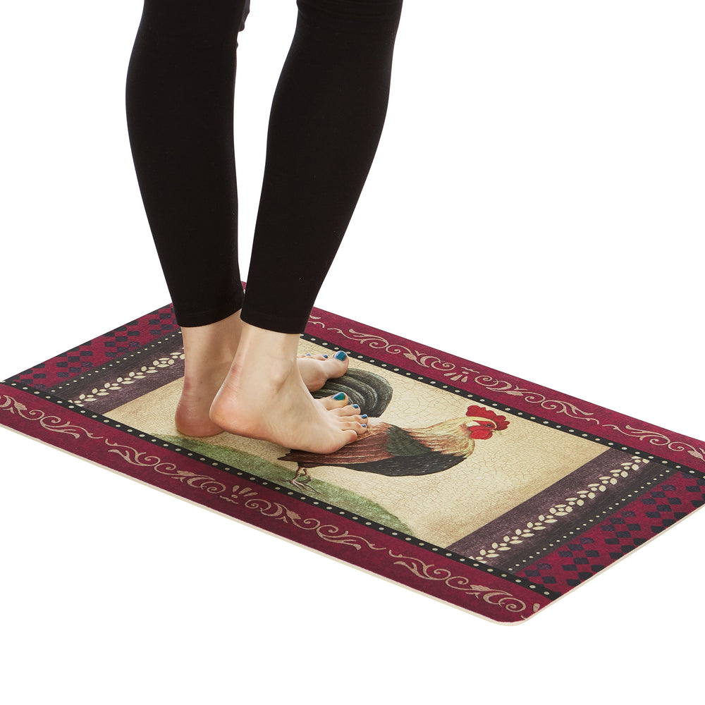 2-Pack Premium Comfort Kitchen Mats (Vintage Rooster)