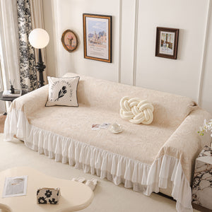French Chic Style Ruffle Floral Cover Throws for Sofas, Decorative Couch Covers