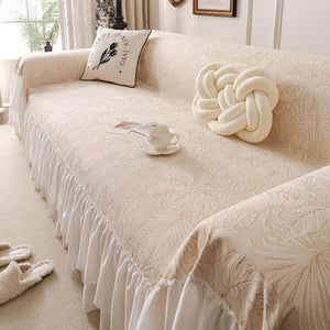 French Chic Style Ruffle Floral Cover Throws for Sofas, Decorative Couch Covers