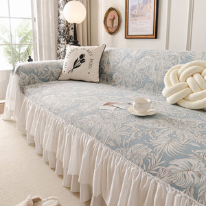 French Chic Style Ruffle Floral Cover Throws for Sofas, Decorative Couch Covers