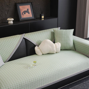 Houndstooth Ice Silk Breathable Sofa Cover, Modern Non-Slip Summer Couch Protector