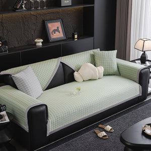 Houndstooth Ice Silk Breathable Sofa Cover, Modern Non-Slip Summer Couch Protector