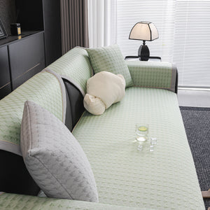 Houndstooth Ice Silk Breathable Sofa Cover, Modern Non-Slip Summer Couch Protector