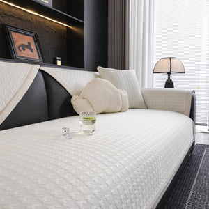 Houndstooth Ice Silk Breathable Sofa Cover, Modern Non-Slip Summer Couch Protector